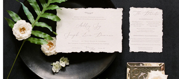 Garden Inspired Deckled Edge Wedding Invitations : Wave Hill Botanical Gardens