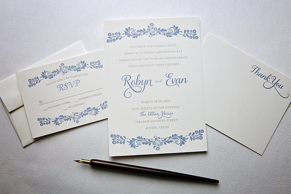 Custom Letterpress Wedding Invitations